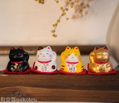 4点セット 薬師窯 錦彩大福招き猫 商売繁盛 可愛い 招き猫 まねきねこ 運気アップ 風水 縁起物 雑貨 飾り 玄関飾り 開運 インテリア ギフト かわいい おしゃれ 新築祝い 結婚祝い お祝い 母の日 父の日 敬老の日 記念品