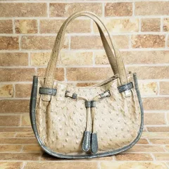 un uni ☆ オーストリッチ クロコダイル バイカラー 巾着 ハンドバッグ