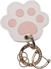 ルナリ 肉球 キーホルダー キーリング キーチャーム ラインストーン バッグチャーム 猫 犬 小銭 コインケース( ホワイト)