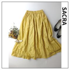 未使用 SACRA シルク フレア ロングスカート38 濃グリーン - メルカリ