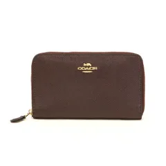 コーチ COACH ミディアム ID ジップウォレット クロスグレインレザー 58584 長財布 ラウンドファスナー 二つ折り財布 ミディアムウォレット ロングウォレット レディース メンズ ブラウン 中古 mav18008