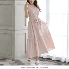 JULIA BOUTIQUE（ジュリアブティック）リボン付き前後Vネックロングワンピース