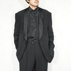 EU VINTAGE Liuliano BLACK LINE DESIGN DRESS SET UP SUIT/ヨーロッパ古着ブラックラインデザインドレスセットアップスーツ