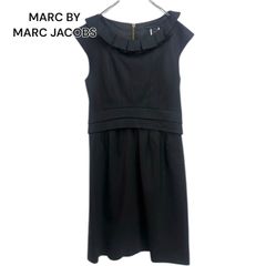 MARC BY MARC JACOBS マークバイマークジェイコブス　フリルネックワンピース　膝丈　ブラックサイズ2 ウール