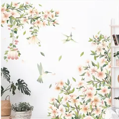HOTIYOK ウォールステッカー おしゃれ 木蓮の花 ピンクの花 壁ウォールステッカー 新鮮な植物 装飾シール 花鳥 壁 シール 大きい 壁紙 剥がせる はがせる 壁紙シール 防水 ウォール ペーパー ドア ベッドルームリ ビングルーム 壁 イン