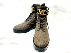 ☆MICHEAL KORS　マイケルコース　レザーショートブーツ　レースアップ　MKシグネチャー　ロゴ　スタッズ　サイドファスナー　＃7M(24㎝)　K27603