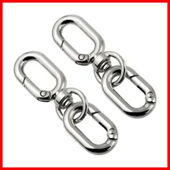 【速発送】SS 2個セット スプリングキーホルダー カラビナフック 脱落紛失防止 取付分解簡単なキークリップ 用高級おしゃれキーリング バックル 二重リング 回転カン