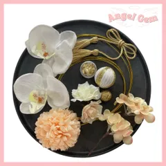 白オレンジ 胡蝶蘭髪飾り 水引 和玉 成人式 結婚式 卒業式 和装前撮り 振袖袴