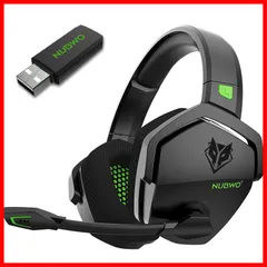 G06 ワイヤレスゲーミングヘッドセット、クリスタルクリアマイク付き、PS5、PS4、PC、Switch用、100時間バッテリー、エルゴノミックデザイン（緑） NUBWO