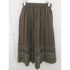 ◇ ABITOKYO アビトーキョー チェック ウエストゴム 膝下丈 プリーツ スカート サイズS カーキ ブラウン マルチ レディース  【中古】 【1204010007984】