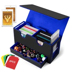 【数量限定】AOBOPLE デッキケース、カードストレージ ボックス、PU レザー トレカケース、カードケース トレカ、2つのディスプレイウィンドウと大容量のダイストレイ付き、カードタイルが2枚付属しています、スリーブ付き対応 TCG、遊戯王、MTG、PTCGのサムネイル
