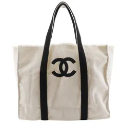 【CHANEL】シャネル ココマーク ノベルティ キャンバス 白/黒 レディース トートバッグ