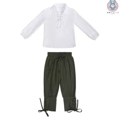 25年新作 子供用 中世 海賊 衣装 シャツ 九分パンツ 文芸復興風 スコットランド ジャコバイト コスチューム 衣服 文化的 可愛い 