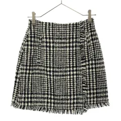 REDYAZEL レディアゼル チェック ツイードラップ ミニスカート M ブラック×ホワイト バックジップ 裏地付き レディース 古着