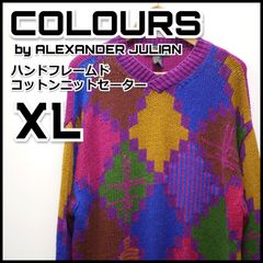 COLOURS ハンドフレームドニット セーター コットン XL メンズ 古着