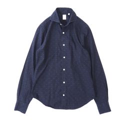 ☆美品 フィナモレ Finamore イタリア製 長袖 シャツ 38 ネイビー  