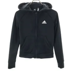 adidas アディダス 長袖 ショート丈 ジップパーカー S ブラック レディース 古着