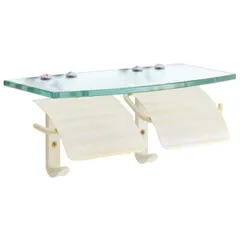 トイレットペーパーホルダー ペーパーホルダー サニタリーアイテム TPH ガラスシェルフ W 真鍮製 古白色仕上げ 棚 ラック シェルフ 小物置き トレー おしゃれ 壁 洗面 トイレ