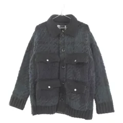 Sacai (サカイ) 23AW Jacquard Knit Blouson ジャガード ニット ブルゾン ウールジャケット ブラック/グリーン 23-03201Mのサムネイル