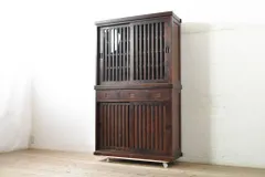 ★事前問合せ必須★ 二段重ね水屋箪笥 中古 民芸家具 和光 NEW北樹 水屋115K 食器棚 茶箪笥 重ねタンス キャビネット 収納棚 戸棚 店舗什器 リペア+発送まで3週間前後 R-074071