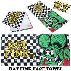 래트 핑크 페이스 타올 체커 RAT FINK 타월 약 34 × 75cm 면 100 % 미국 캐릭터 핫로드
