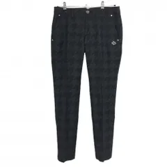 【美品】パーリーゲイツ パンツ グレー×黒 グレンチェック ウール混 裏地付 レディース 1(M) ゴルフウェア PEARLY GATES