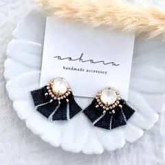 アンティーク スワロフスキー×デニムタッセル ピアス/イヤリング(クリスタル)