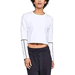 [アンダーアーマー] ライターロンガークロップドクルーTシャツ(ライフスタイル/ロングスリーブ) 1321372 レディース WHT/BLK/BLK 日本 XL (日本