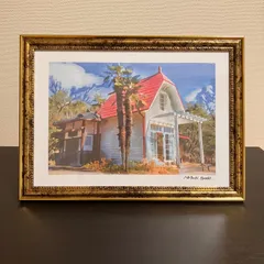 ジブリアート105 となりのトトロより「サツキとメイの家」 額装品　額縁寸法　45㎝×33㎝