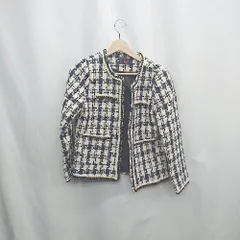 ◇ ⊇ ノーブランド ツイード 長袖 ジャケット サイズM ホワイト系 レディース E  【1503060010976】