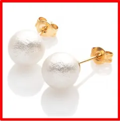 【送料無料 】Style: ホワイト／8mm [R-days代官山] コットンパール ピアス レディース 軽い シンプル 大ぶり パール キスカ ホワイト ピン