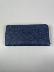 【COACH】美品 長財布 ネイビーシグネチャー デザイン