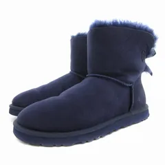 アグ UGG W MINI BAILEY BOW ムートンブーツ ボア シープスキン リボン USA8 25.0cm 紺 ネイビー 1005062 /FT
