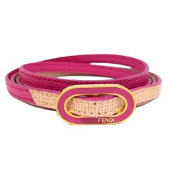 フェンディ FENDI ブレスレット レザー ピンク バイカラー チョーカー【中古】