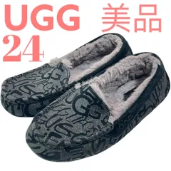 激レア　美品　アグ　UGG  アンスレー スパークル グラフィティ ムートン　モカシン　グレー　ブラック　キラキラ　24cm