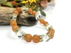 レッドアベンチュリン×水晶 パワーストーン ブレスレット 天然石  10mm（ゴールド）メンズ・レディース 男性・女性 数珠ブレス 開運  [3]