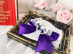 【2個セット】お花×パール 紫リボン♡　フラワー/ヘアクリップ/purple