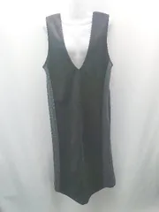 ◇ un dix cors アンディコール Vネック 無地 スエード調 サイドニット ロング ワンピース サイズF ブラック レディース E  【1310130031539】