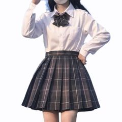 [Yomuasf] 制服 スカート プリーツスカート Sサイズ コスプレ JK 女子高生 制服セット チェックスカート リボンキャンパス、ショッピング パーティー コスプレ 写真撮影 遊園地 文化祭 卒業式