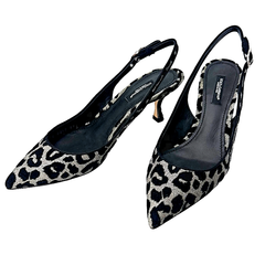 【未使用品】DOLCE&GABBANA　ドルチェアンドガッバーナ　パンプス　ヒョウ柄　ラメ　ブラック　シルバー　37ハーフ  ☆正規品☆