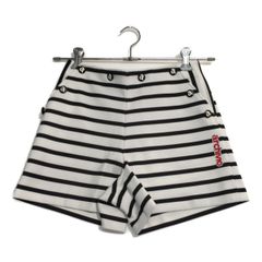 中古 レディース アルチビオ archivio ショートパンツ 36(S) 白×黒 ボーダー柄 ウエストゴム