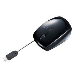 サンワサプライ USB Type-C巻取りマウス ブルーLED 3ボタン 小型 ブラック MA-BLC122BK