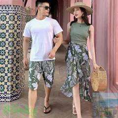 【美品・未使用新品】メンズ水着 サーフパンツ 男性用 レディース タンキニ ４点セット 水着セットペアルック カップル お揃い夏 海 水着 プール 夫婦 恋人