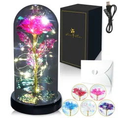 【特価商品】ホワイトデー 誕生日 バレンタイン 彼女 母の日 妻 プレゼント クリスマス 結婚記念日 ForeverFlowers [ピンク バラ 】造花 ホワイトライト 光る花 【笑顔咲ク USB電池両用] 枯れない花 フラワーライト