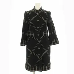 ダイアンフォンファステンバーグ DIANE von FURSTENBERG ジャージーコート ミドル丈 スタンドカラー 七分袖 チェック柄 ウール 4 黒 ブラック 白 ホワイト 404-240723 /KU ■BMのサムネイル