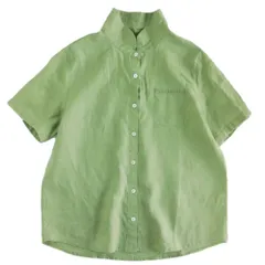 ☆ オリーブグリーン ☆ XL ☆ 半袖シャツ トップス レディース ブラウス 無地 シャツ ブラウス リネン 半袖 レディース シャツブラウス レディースブラウス レディースシャツ 半袖シャツ 半袖ブラウス カジュアルシャツ 前開き 着心地いい 通気性