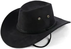 Micopuella(ミコプエラ) テンガロンハット スエード つば広 カウボーイ ウエスタン メンズ 帽子 ワイルド 男性(ブラック,  Free Size)