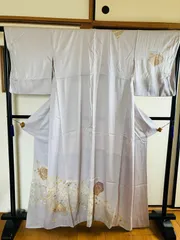 着物 訪問着 正絹 / 灰色系 グレー系 / 貝桶 / 身丈約154cm 裄丈約66cm 袖幅49cm 後幅31cm 前幅27.5cm TCS着物 W40のサムネイル