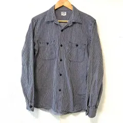 (^w^)b EDWIN エドウィン コットン100% フルボタン デニム シャツ ジャケット カバーオール ET0014 ストライプ柄 長袖 トップス アメカジ ストリート ネイビー メンズ 男性 サイズ L