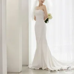 ウェディングドレス ドレス 白 前撮り 二次会ドレス ホワイト マーメイドライン 結婚式ドレス ロングドレス 花嫁ドレス トレーンライン ワンピース セクシー露背 旅行撮影ドレス 海外挙式 xzjhnme#